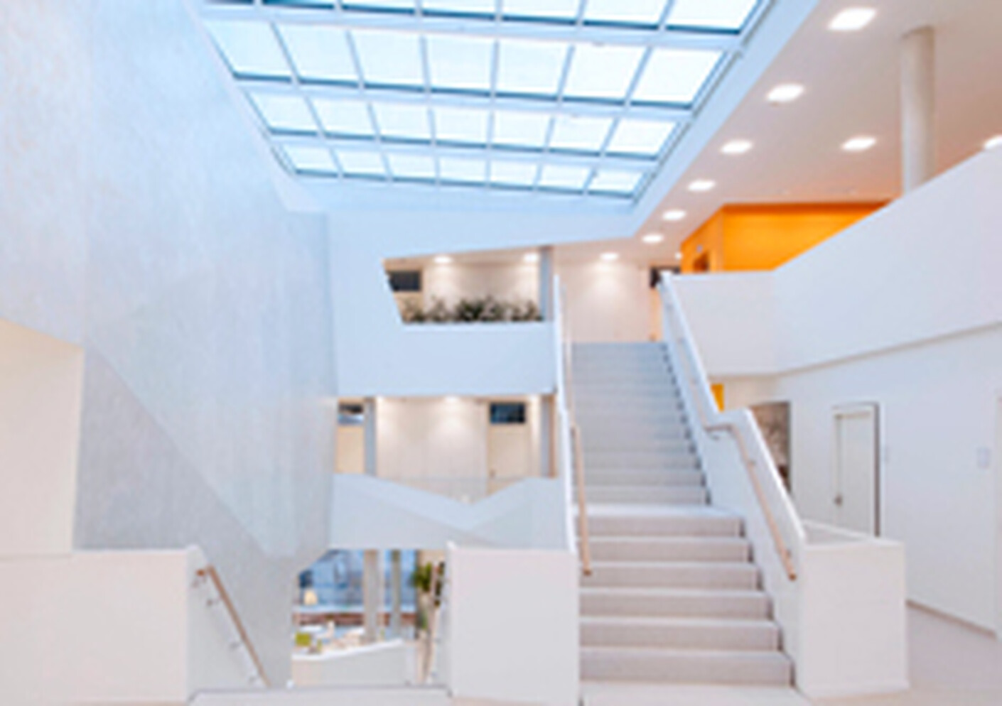 A civic center bathed in light