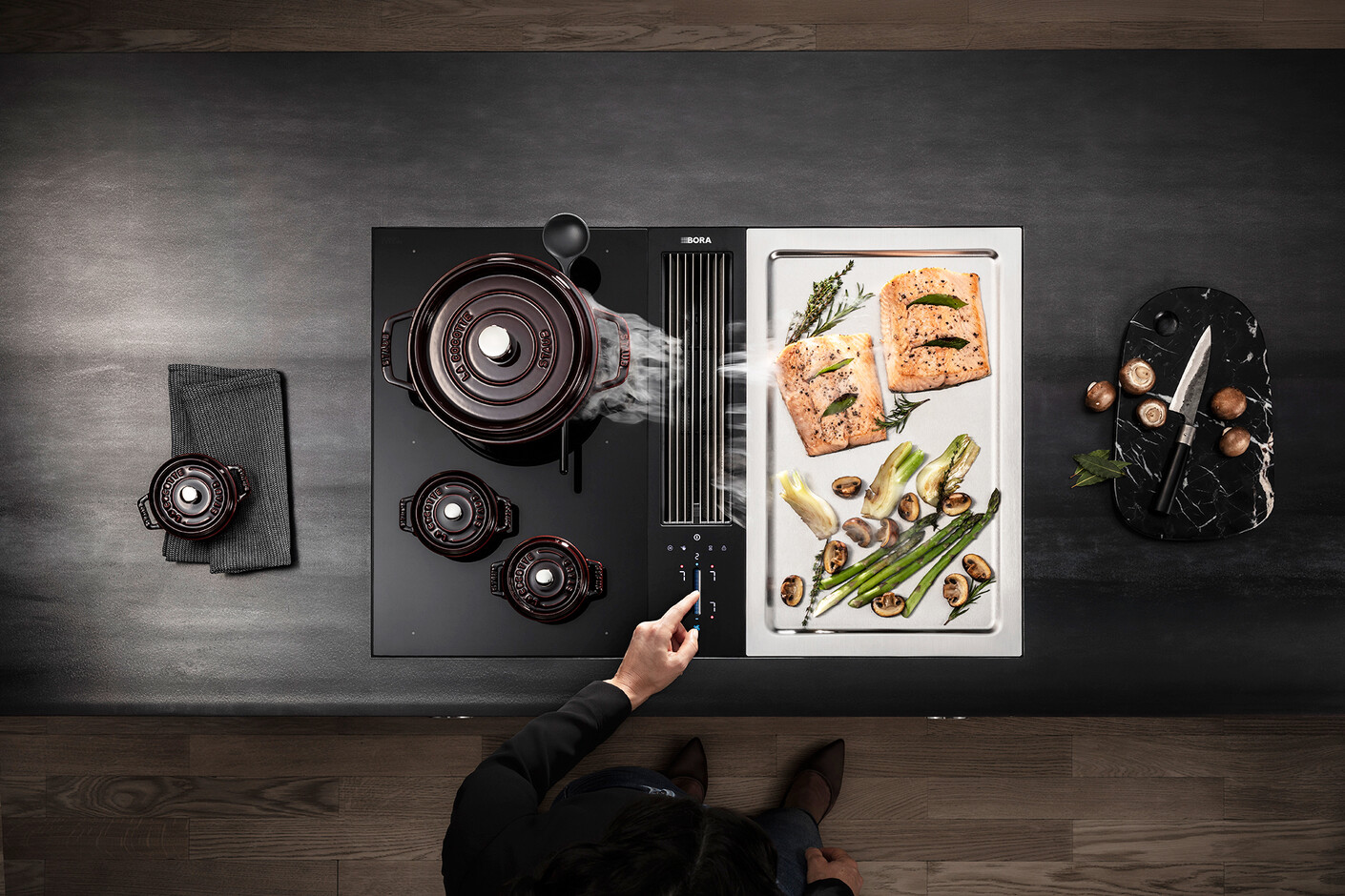 BORA Classic 2.0 surface induction glass ceramic cooktop with 2 cooking zones