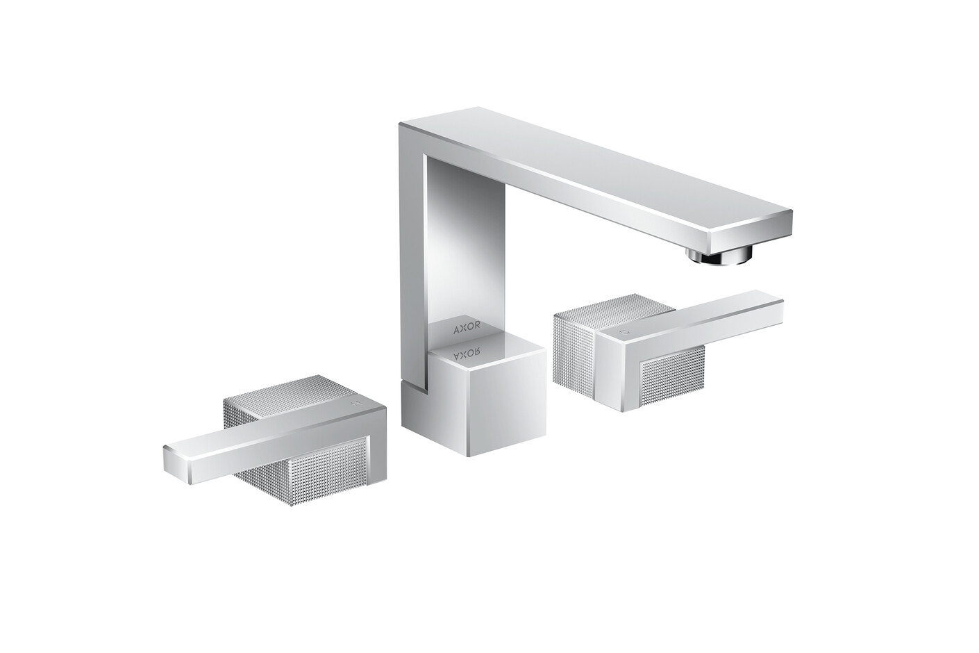 AXOR Edge 3-Loch Waschtischarmatur mit Push-Open Ablaufgarnitur - Diamantschliff