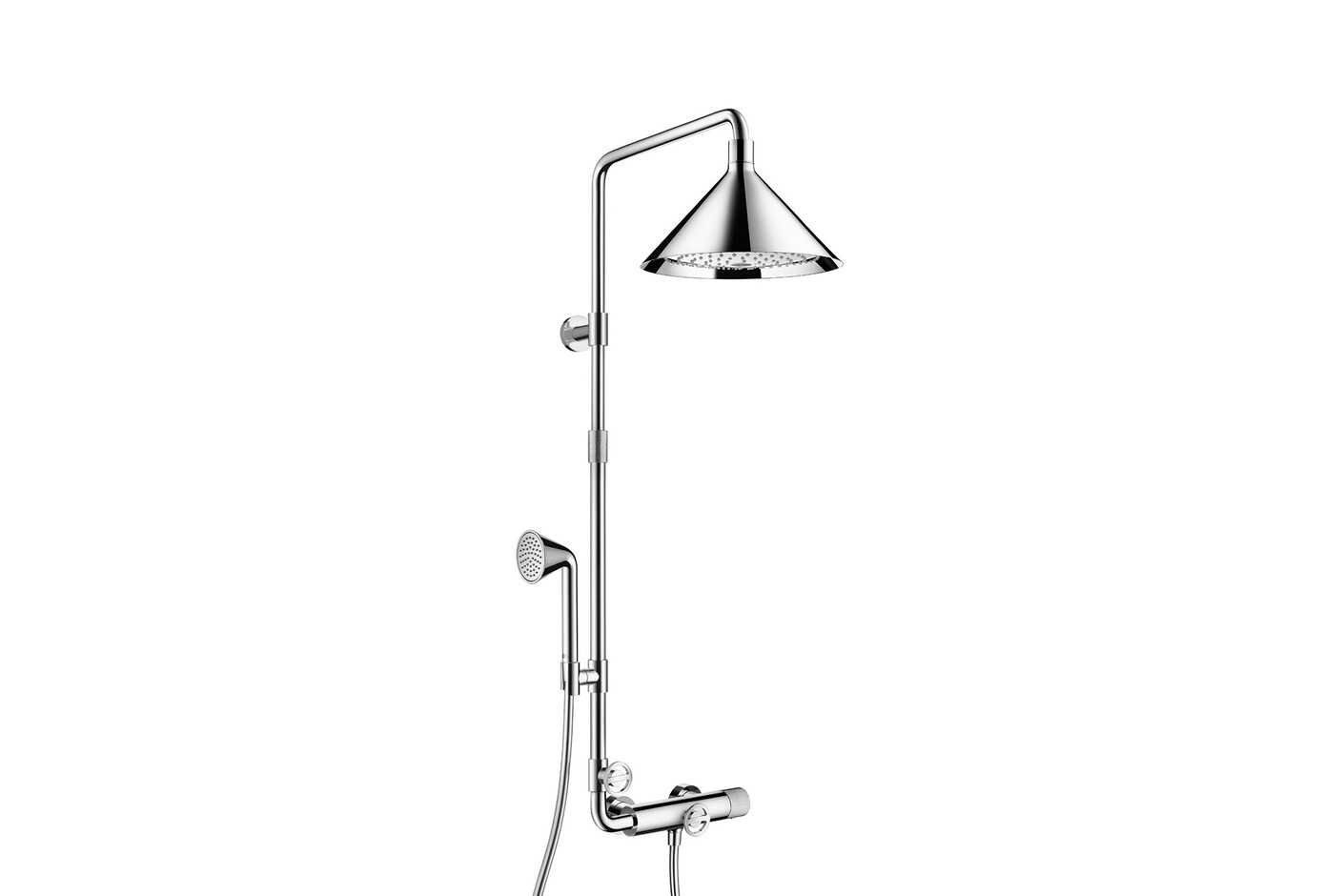 AXOR Showerpipe mit Thermostat, Kopfbrause 240 2jet, Handbrause 1jet und Brauseschlauch