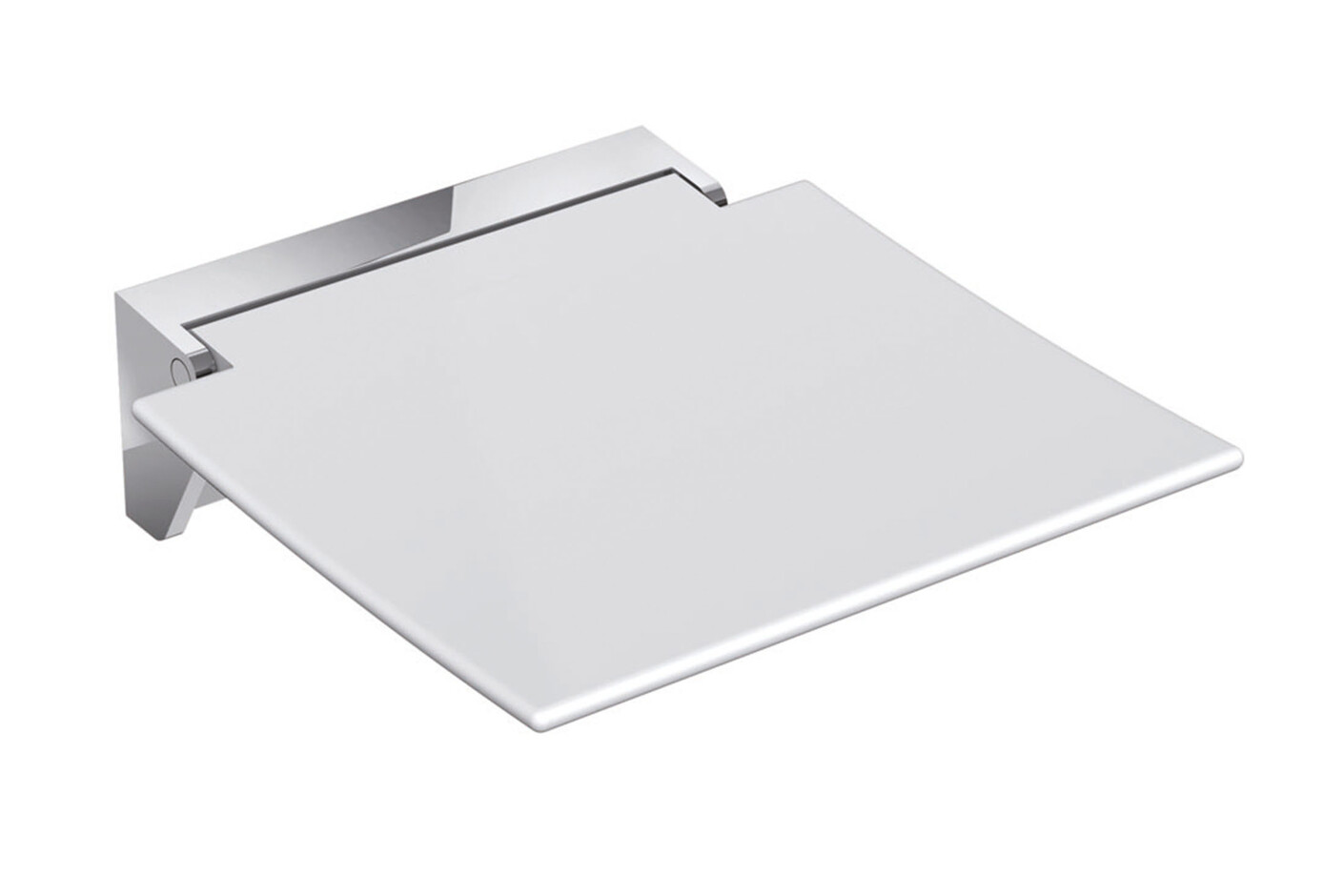 Mobiler Klappsitz 350 Sitzfläche Weiß oder Anthrazitgrau, Wandkonsole aus hochwertigem Edelstahl, hochwertig verchromt