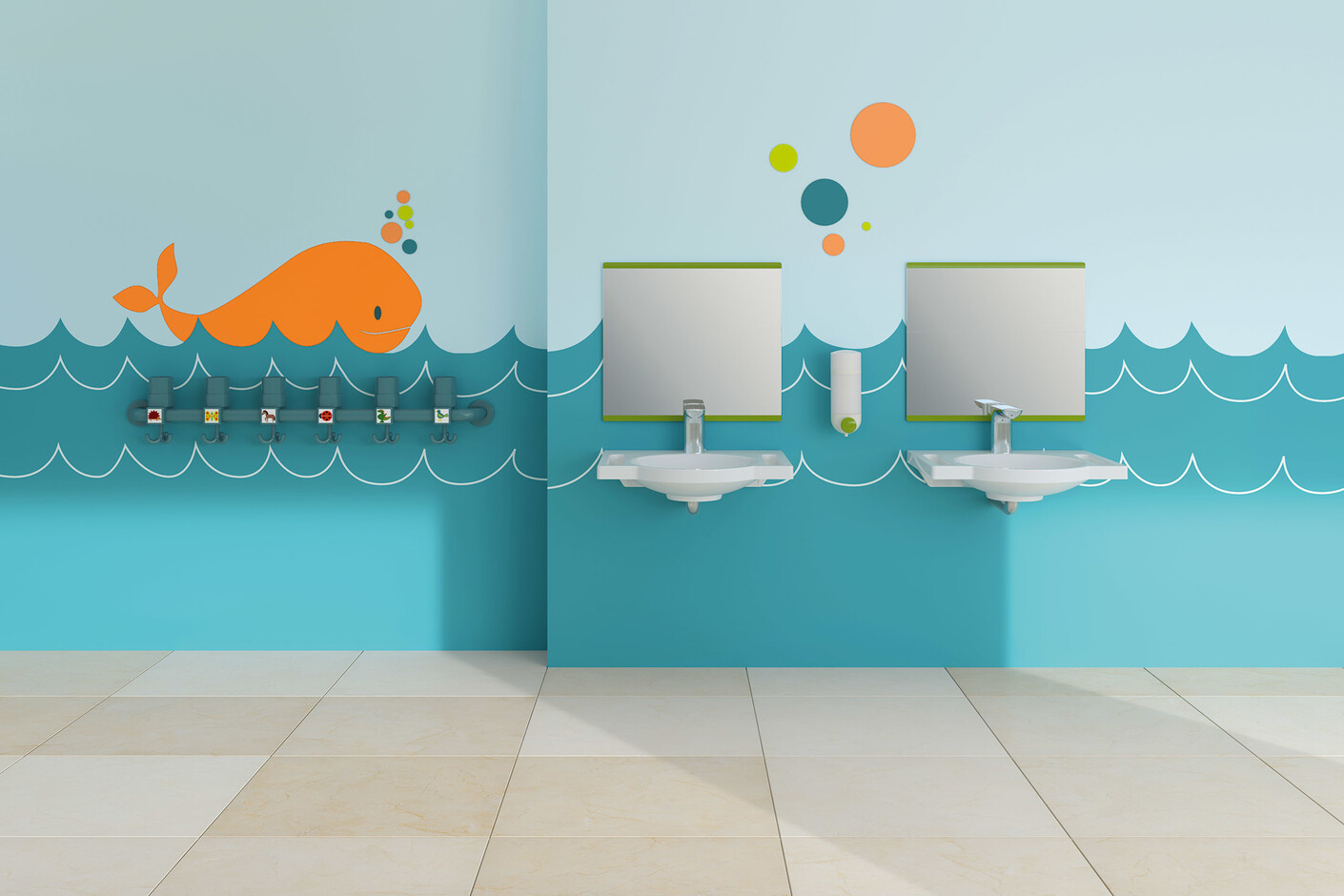 Rail with hooks, for children
