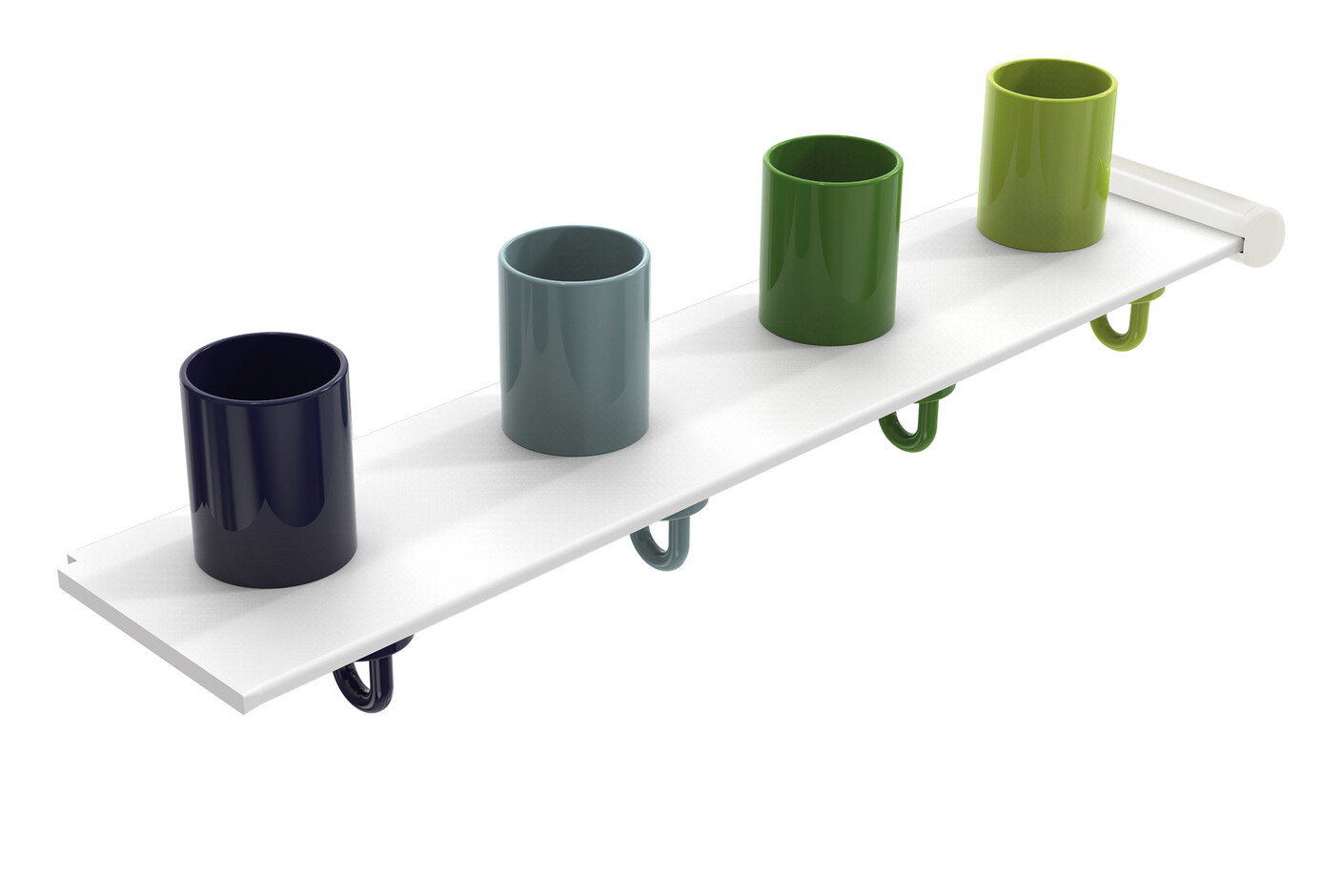 Erweiterungsset Zahnputzbecherleiste mit Haken, 4 Plätze