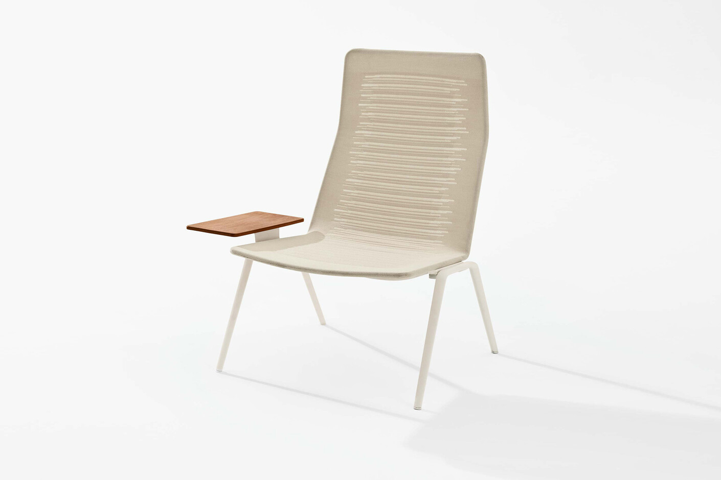 Zebra Knit high-back lounge chair with side table
