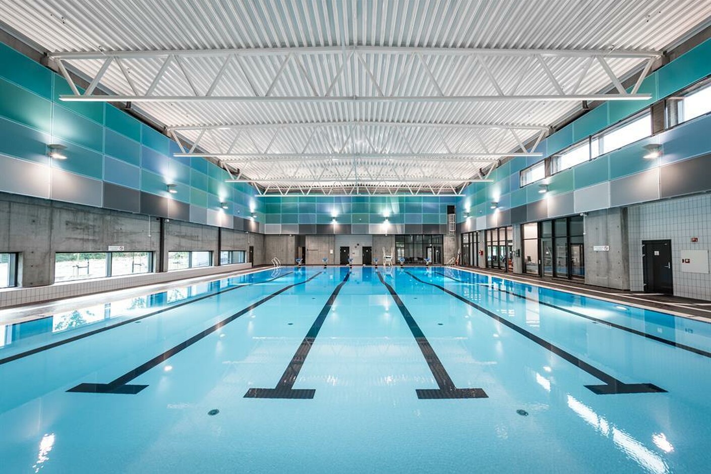 Perforated wave-like cassettes  for sound absorbing, Indoor swimming ppol in Hundvag
