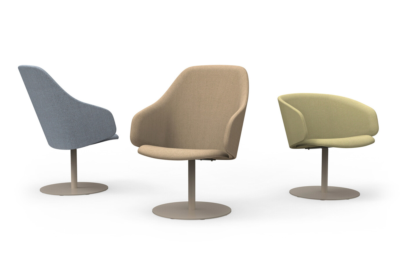 Sola lounge chair with armrests and swivel disc base