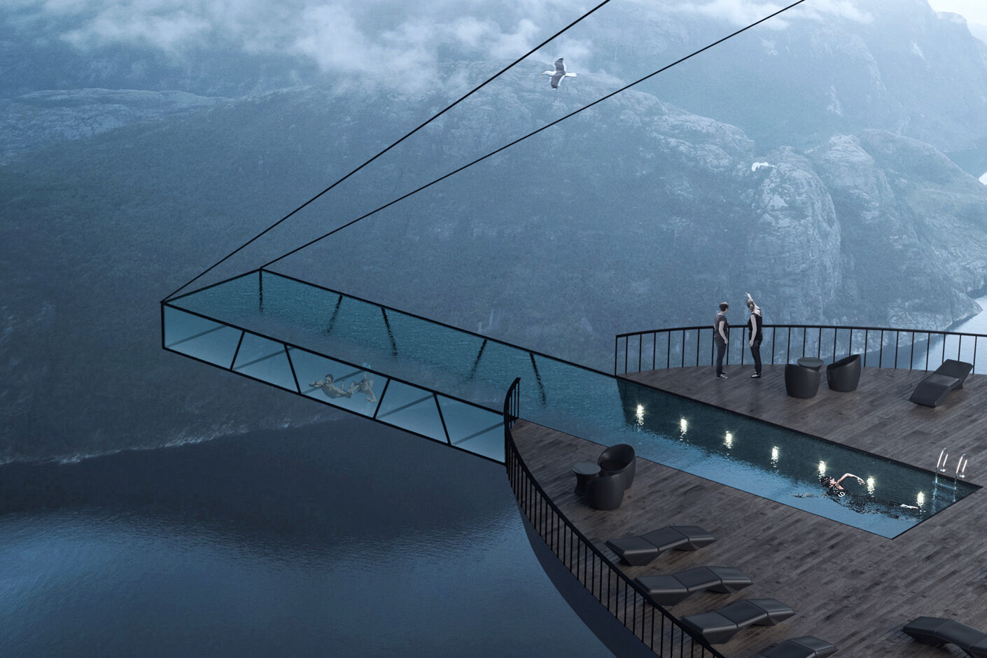 Swimming over the edge