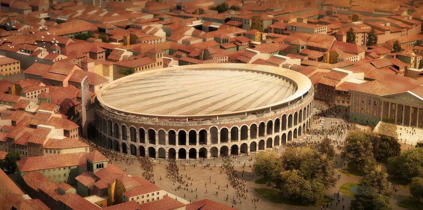 Arena Verona Überdachung Birdview