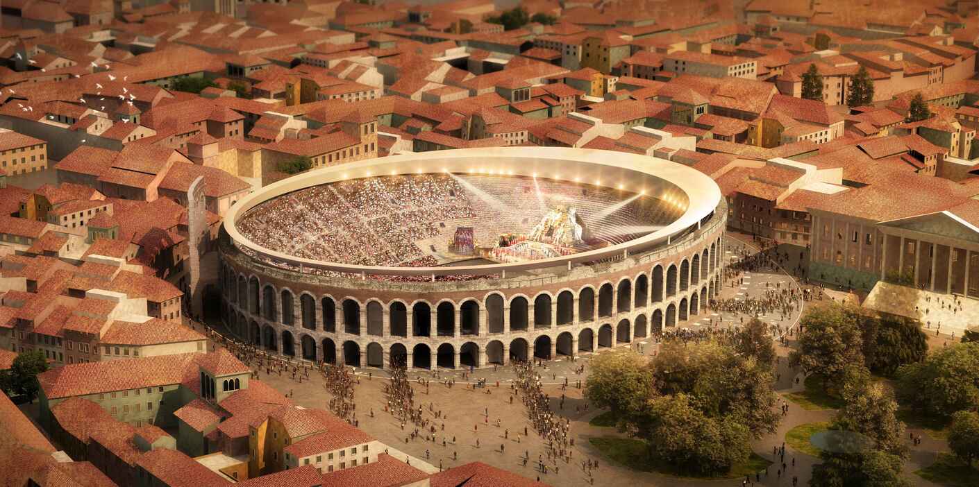 Arena Verona Dach Schlaich Bergermann Partner GMP Birdview Open