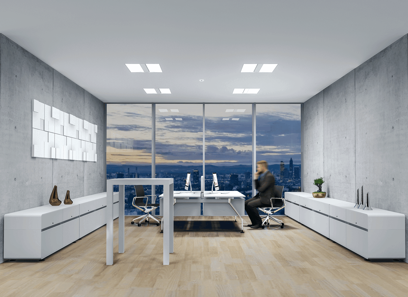 Zumtobel Atvio Sensor knows where people work and than activates the middle section