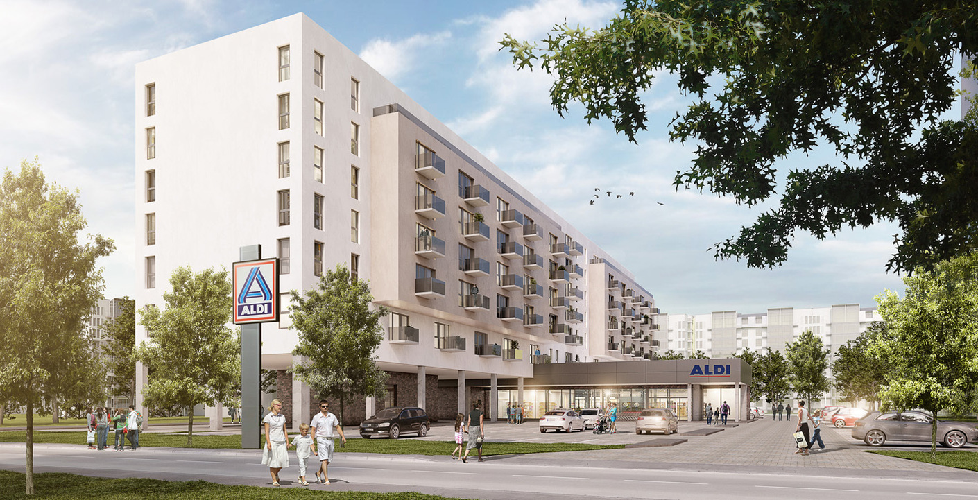 By mixed use with its own stores, Aldi Nord wants to create more than 2,000 apartments in Berlin at a maximum of 10 euros cold per square metre.
