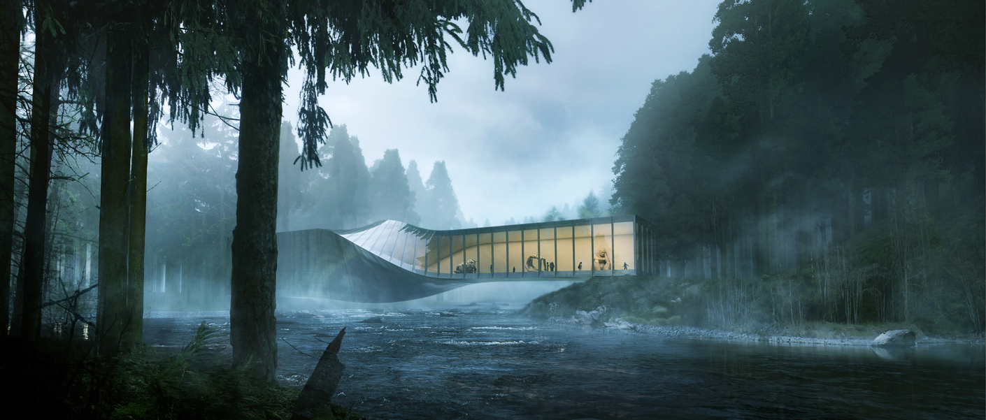 Museum über einem Fluss, Entwurf BIG