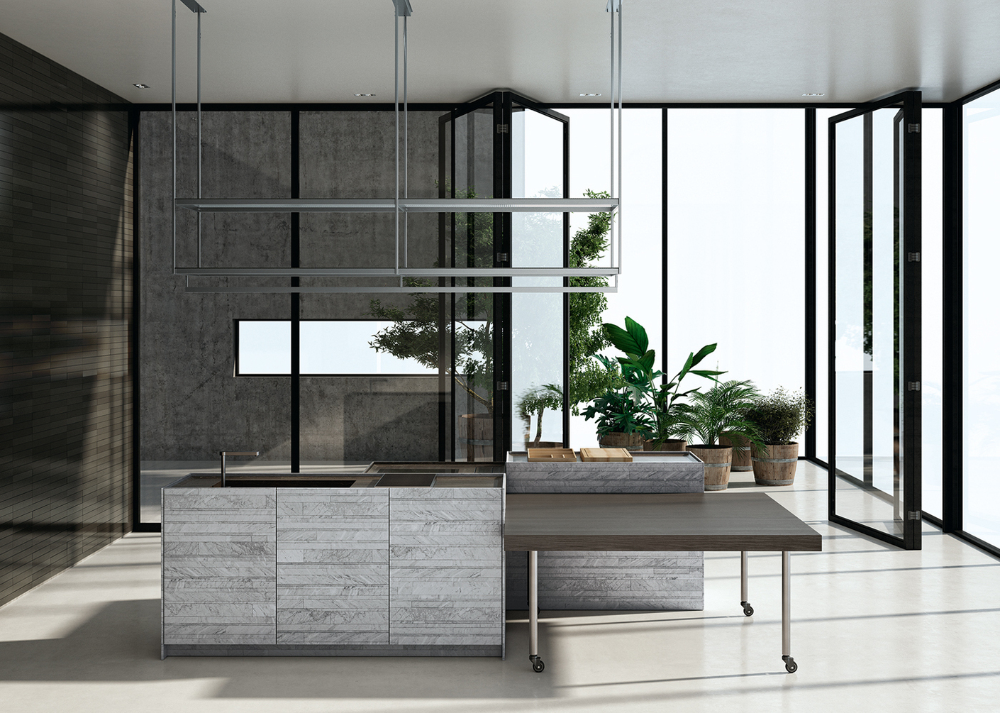 Flexibel: Mit den Funktionsblöcken "Combine" von Piero Lissoni für Boffi lässt sich die Kücheneinrichtung je nach Wunsch im Raum verteilen.