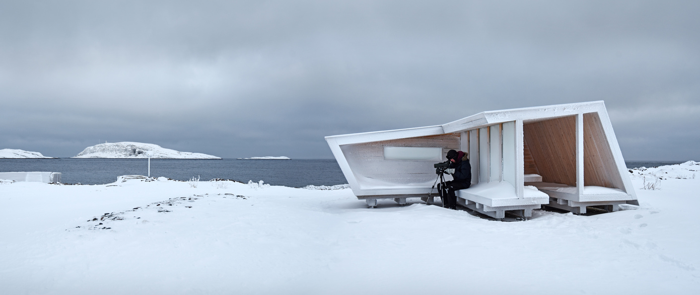 Wind shelter for watching birds in Norway, design by Biotope Architects