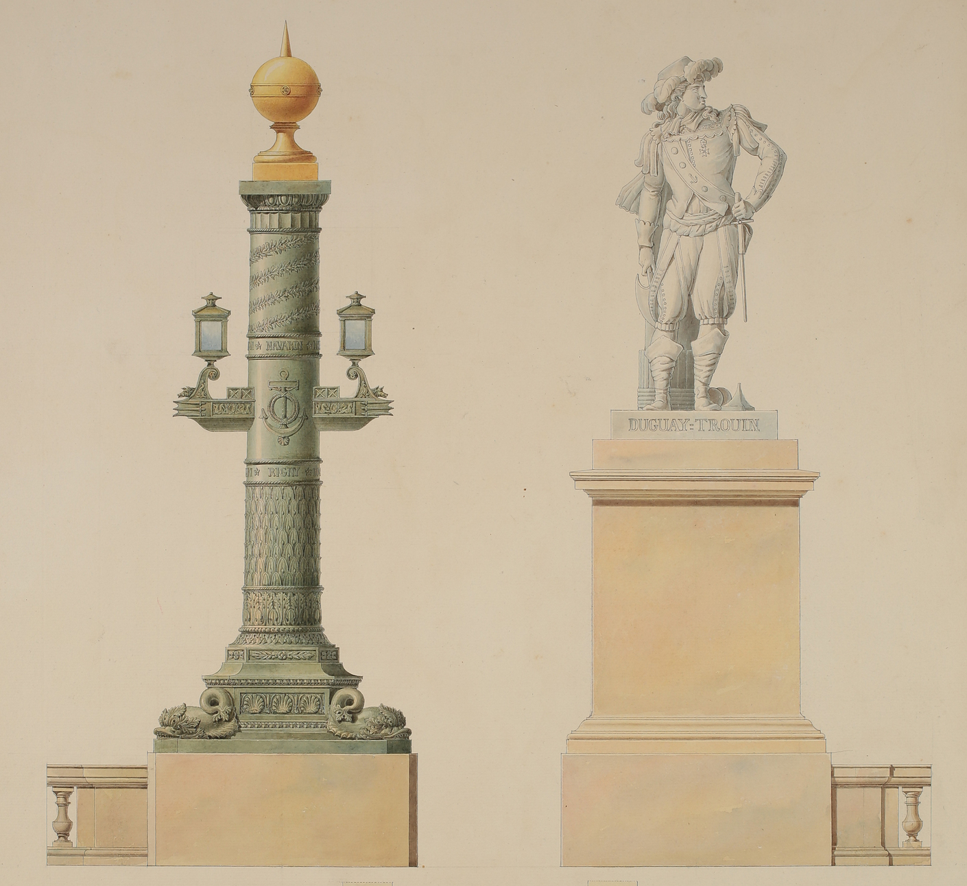 Jakob Ignaz Hittorff Rostralsäule und Denkmal Pont de la Concorde
