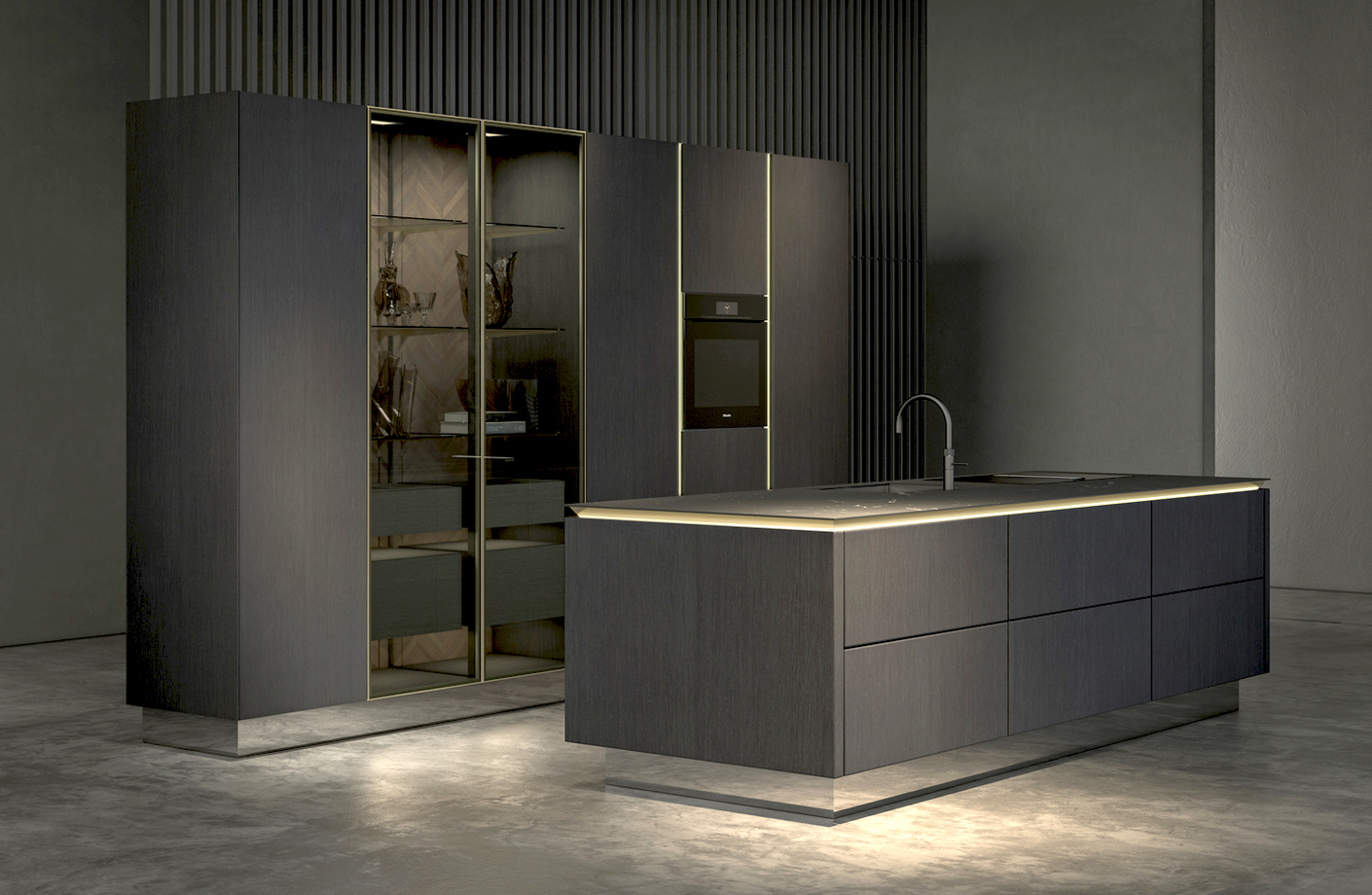 Schmuckstück: Die "Concept"-Küche der "Pure"-Stilwelt von Siematic lässt aus bronzierten Griffmulden Licht erstrahlen