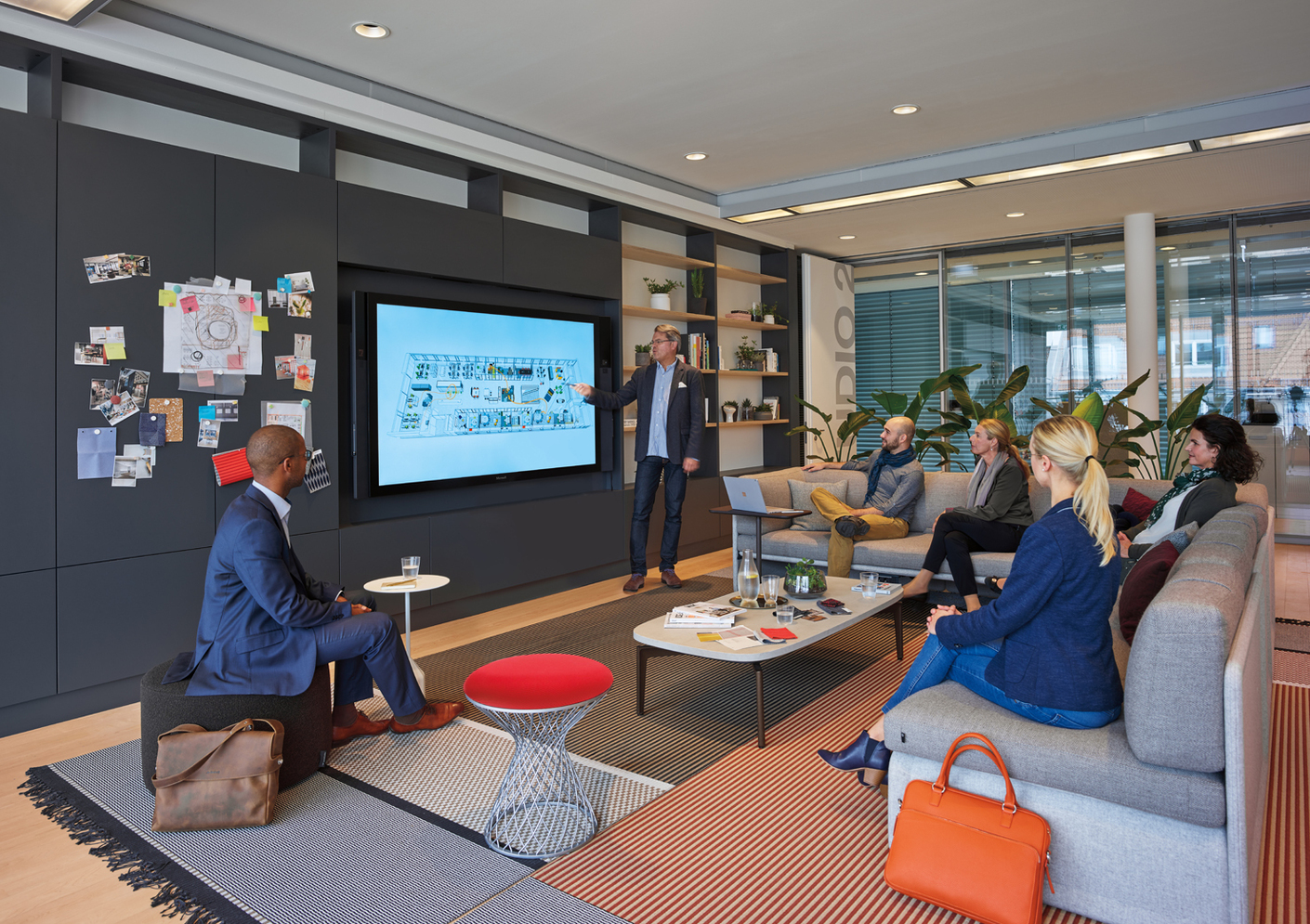 In the LINC room for rest and recreation can meld with meeting situations