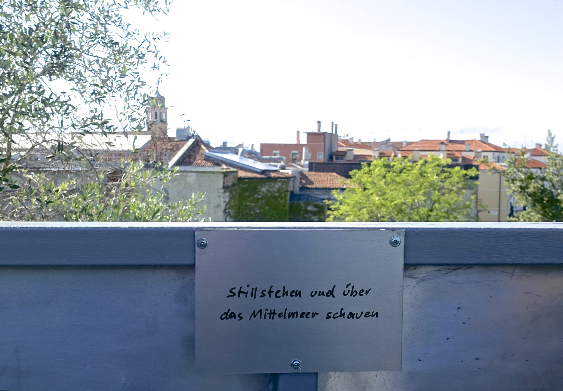 Anyone who has climbed the viewing platform on Erwin Wurz's upright truck in front of the Austrian pavilion, is instructed to stand still and look over the Mediterranean.