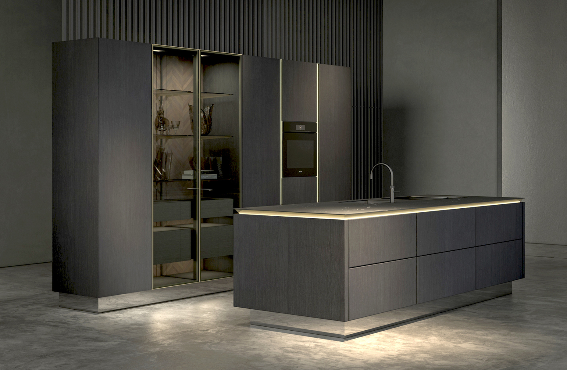 Schmuckstück: Die "Concept"-Küche der "Pure"-Stilwelt von Siematic lässt aus bronzierten Griffmulden Licht erstrahlen