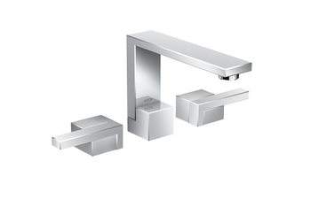 AXOR Edge 3-hole basin mixer with push-open waste set - diamond cut