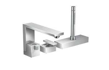 AXOR Edge 3-hole rim mounted single lever bath mixer - diamond cut
