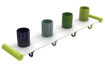 Zahnputzbecherleiste mit Haken, 4 Plätze