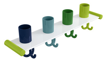 Zahnputzbecherleiste mit Haken, 4 Plätze