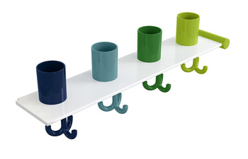 Erweiterungsset Zahnputzbecherleiste mit Haken, 4 Plätze