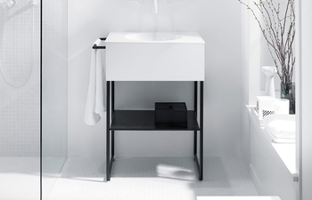 Coco mineral cast washbasin incl. vanity unit and metal legs
