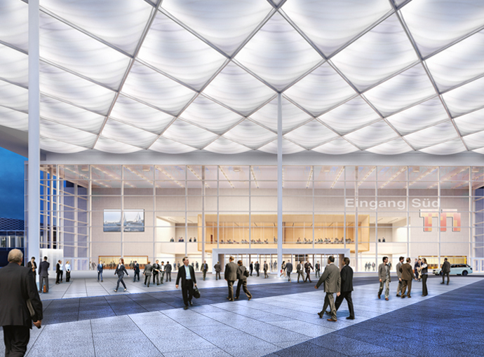 Neue Messe Süd und Textilakademie NRW