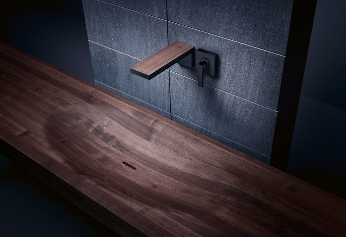 AXOR My Edition Wallmounted Washbasin Faucet Walnut Satin Black