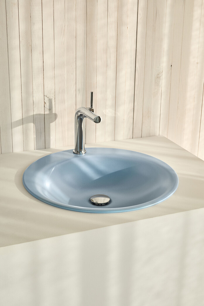 Lux Oval Blue Satin