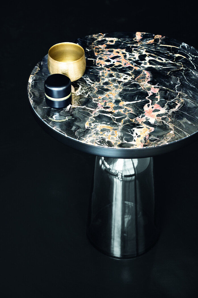 Classi Con Bell Side Table Marble Nero Portoro Black Bowl Photo Hassos