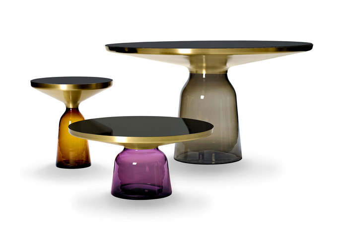 Classi Con Bell Side Table Orange Bell Coffee Table Violet Bell High Table Smoke Grey Group
