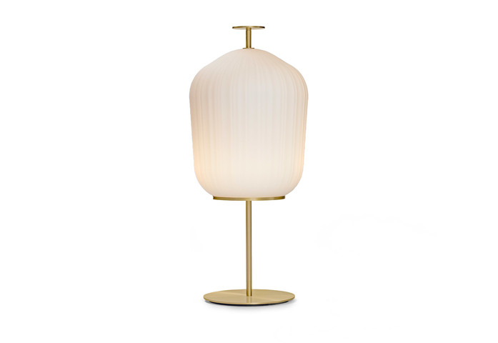 Classi Con Plissee Floor Lamp Brass Glass White Light