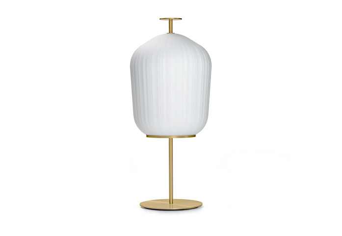 Classi Con Plissee Floor Lamp Brass Glass White