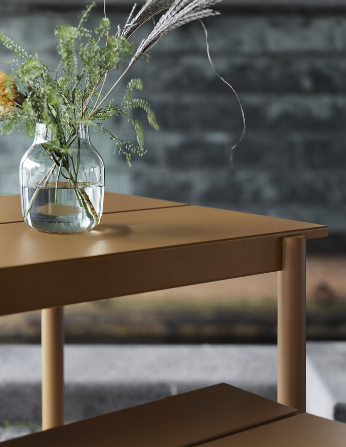 Linear Steel Table Bench Burnt Orange Silent Detail Muuto Org