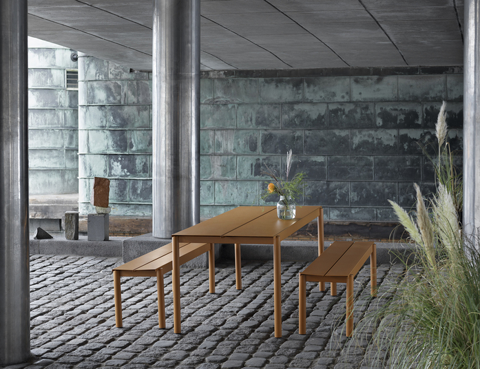 Linear Steel Table Bench Burnt Orange Silent Muuto Org