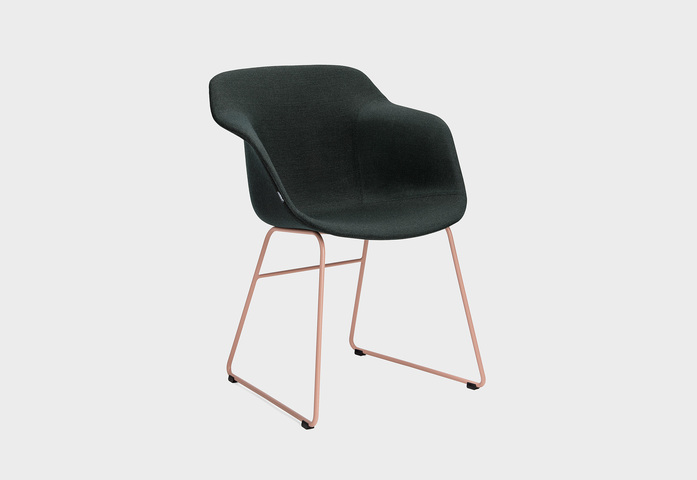 Materia Pax Chair Wire Sled Pink Upholstered Green