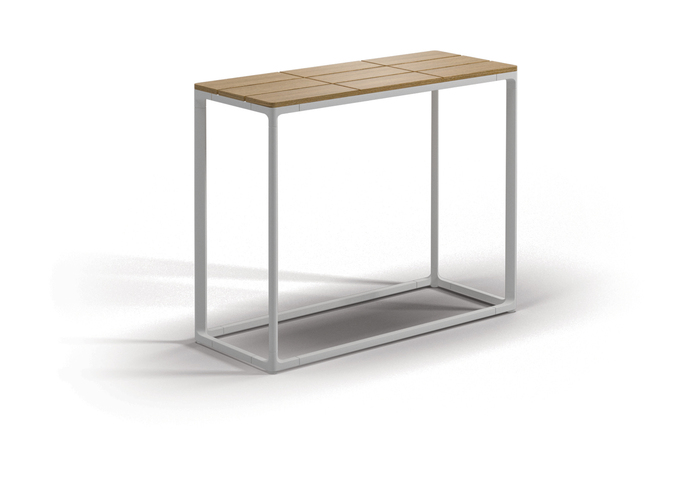 Maya 75 X 30 Console Table Teak Top White 01