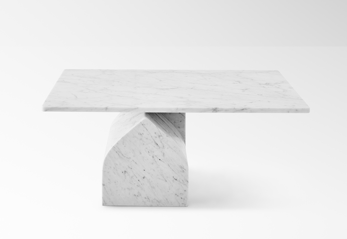 Seesaw Low Table In White Carrara Marble 02