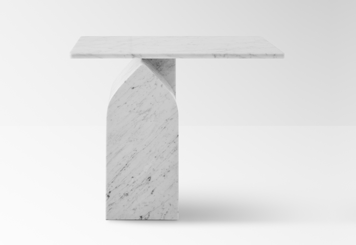 Seesaw Side Table In White Carrara Marble 02