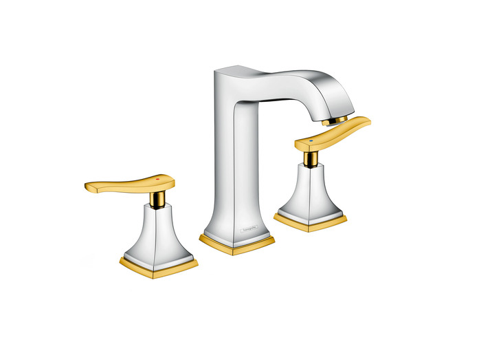 Hansgrohe Metropol Classic Chrome Gold 3 Hole Washbasin Mixer Lever High