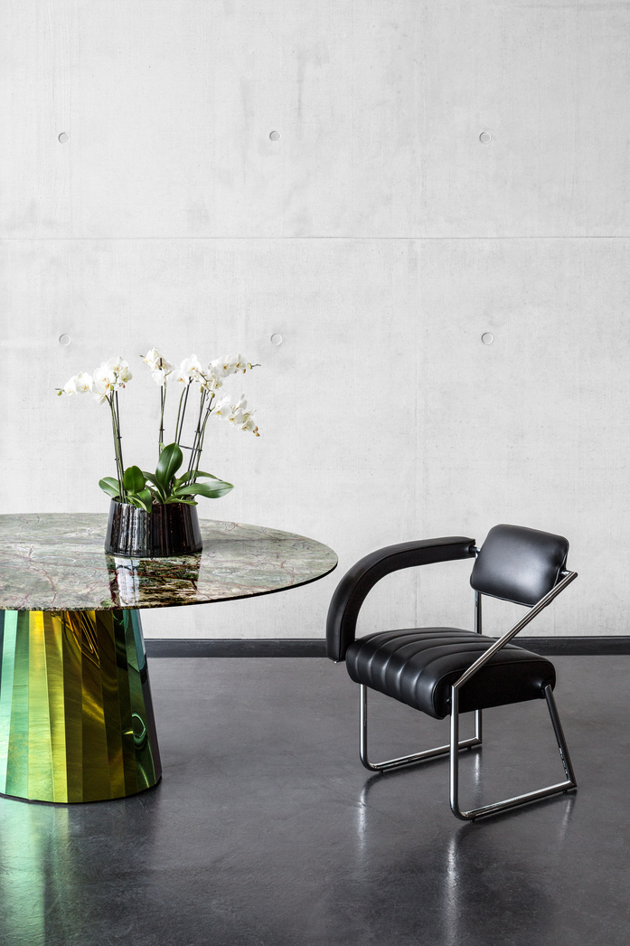 Hassos Pli Table Marble Non Conformist Armchair
