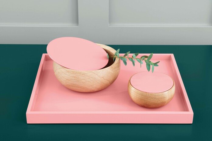 Tray Little Tablett Flamingo Pink Bowl Milan Edition Holzdose Eiche Flamingo Pink Detail Schoenbuch Am 2