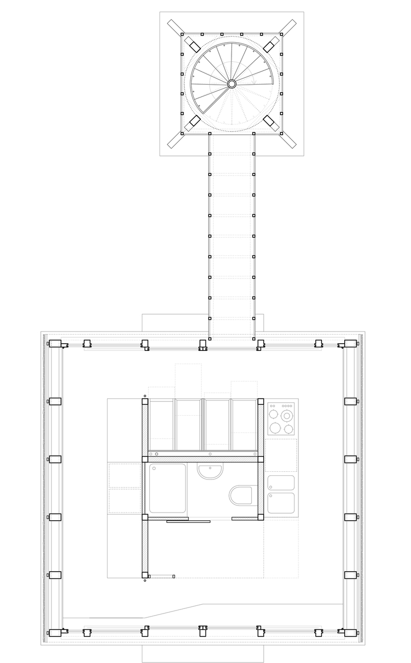 Anna Heringer: Small frame house with wind wheel, floor plan