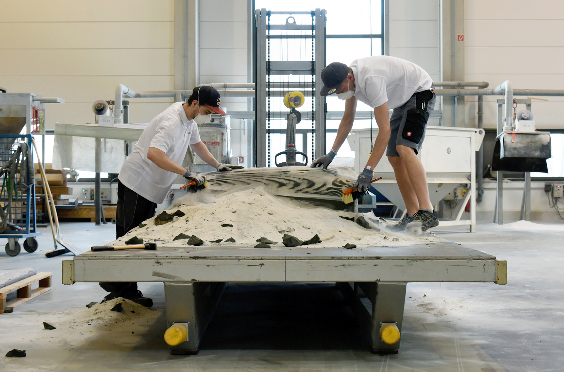 The 3D sand printer used for the fabrication of the formwork.The printer has a build volume of 8 cubic meters and a resolution of a fraction of a millimeter.