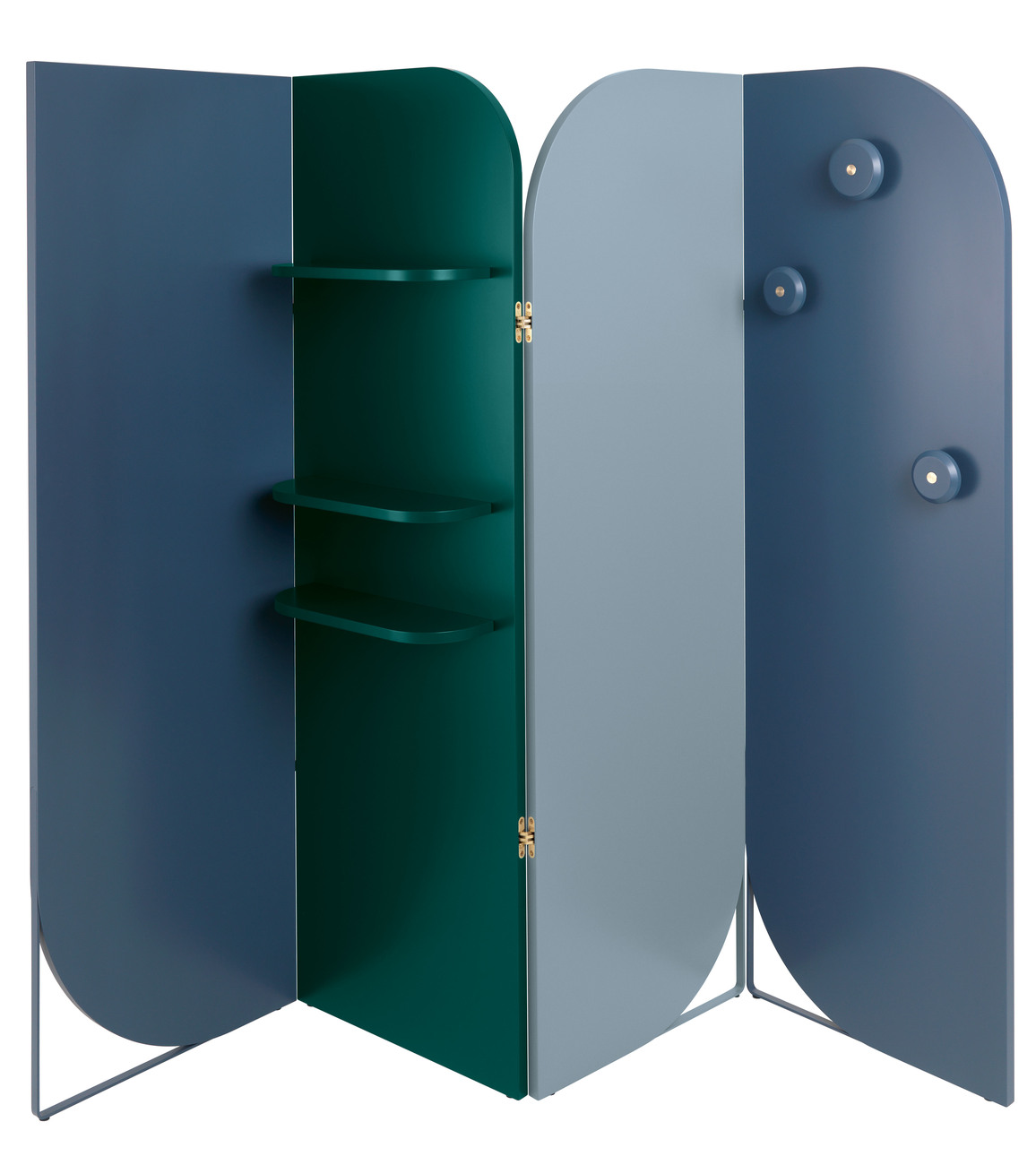 The screen system with up to five elements thrives on its simple, powerful form, which gives it lightness and a certain playfulness - an impression that can be softened or enhanced by the choice of materials and colours.