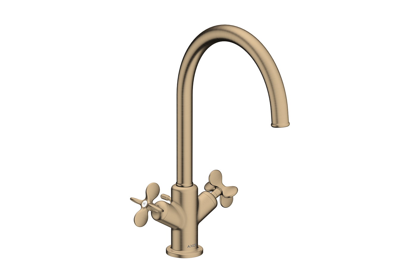 AXOR Archivio 2-handle basin mixer 210 with cross handles and pop-up waste set | Brushed Bronze