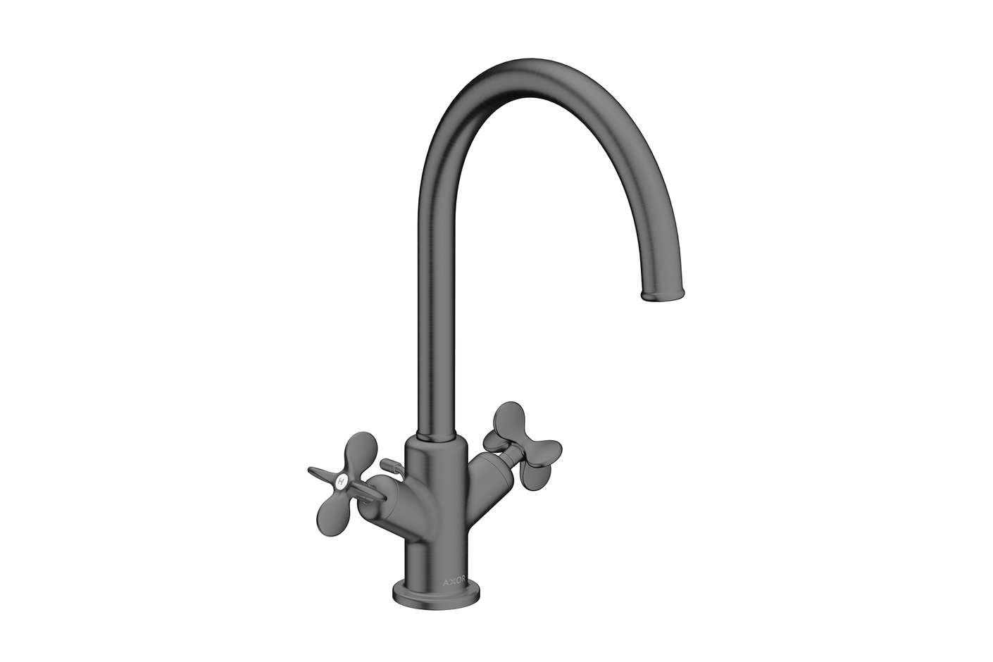 AXOR Archivio 2-handle basin mixer 210 with cross handles and pop-up waste set | Brushed Black Chrome